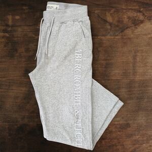 Abercrombie & Fitch Soft A&F Fleece Embroidered Logo Sweatpants Gray Size XS